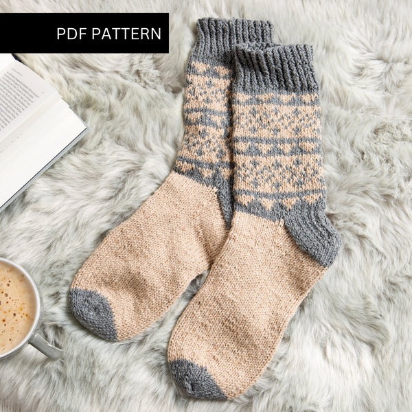 Accessories Knitting PDF Pattern - Fair Isle Socks - Wool Couture