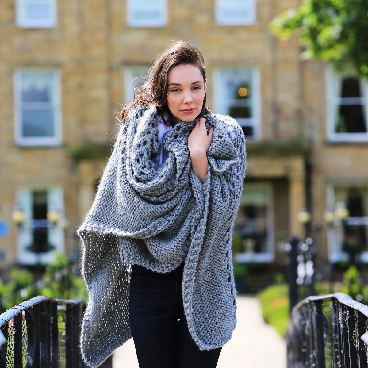 Extra Long Knit Shawl, Two popular Toned Of Gray Shawl, Two Colored Shawl Wrap, Hand Knitted Items, Fashion Gray Wrap, Trendy Blanket, Warm and Cozy