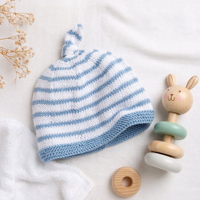 Baby Cotton Striped Hat Knitting Kit - Wool Couture