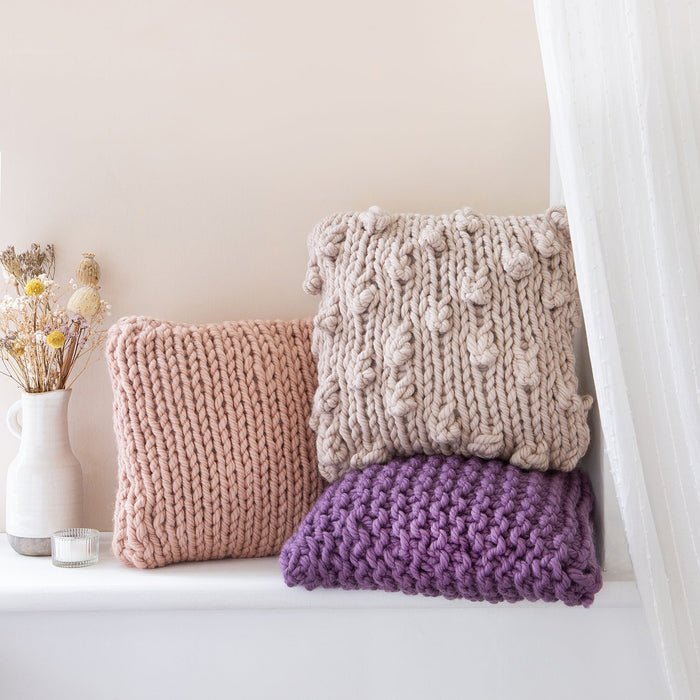 Big Bobble Stitch Cushion Knitting Kit - Wool Couture