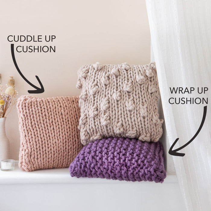 Cuddle Up Cushion Knitting Kit - 2 in 1 Beginner Pattern - Wool Couture