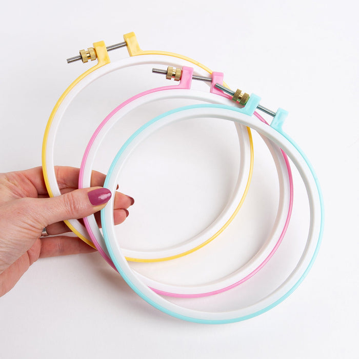 Embroidery Hoop 6 inch Lemon Pink and Blue - Wool Couture