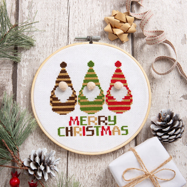 Gonk Christmas Cross Stitch Kit - 7" - Wool Couture