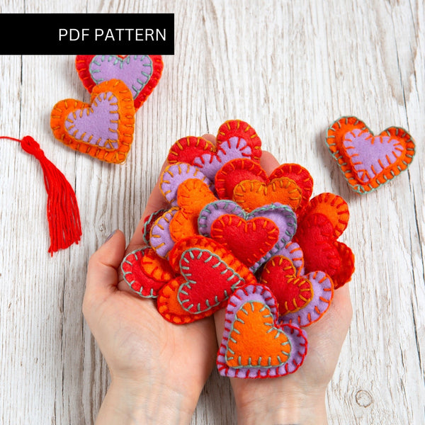 Handful of Hearts Felt PDF Pattern - Wool Couture