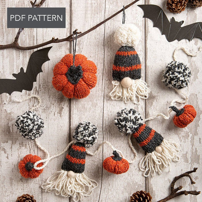 Knitting PDF Pattern - Halloween Garland & Baubles - Wool Couture