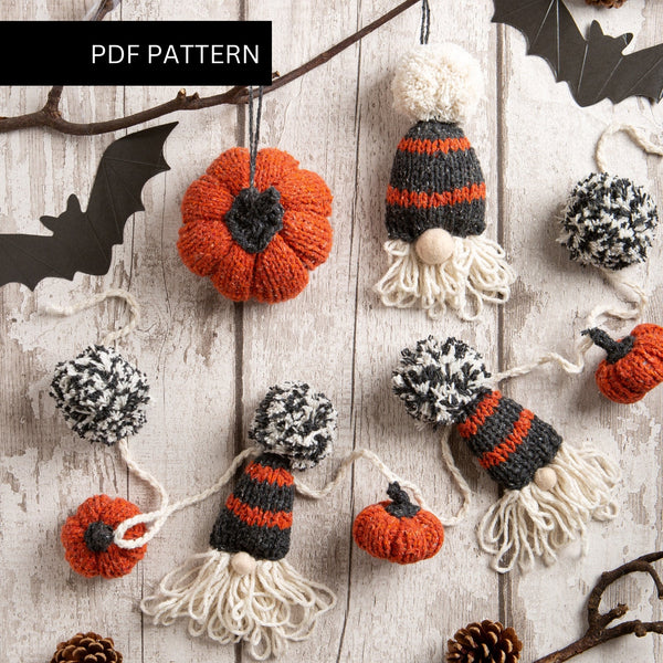 Knitting PDF Pattern - Halloween Garland & Baubles - Wool Couture