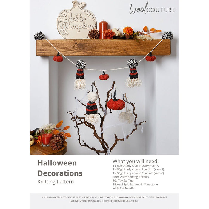 Knitting PDF Pattern - Halloween Garland & Baubles - Wool Couture