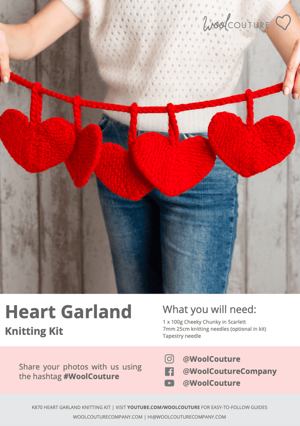 Knitting PDF Pattern - Heart Garland - Wool Couture