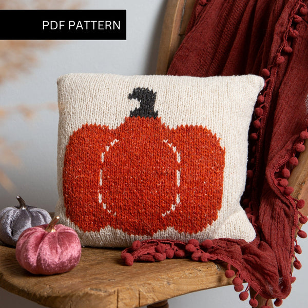 Knitting PDF Pattern - Pumpkin Cushion - Wool Couture