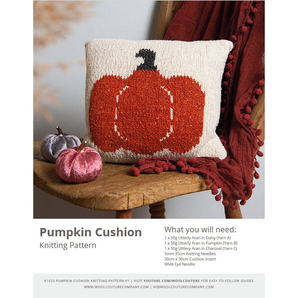 Knitting PDF Pattern - Pumpkin Cushion - Wool Couture