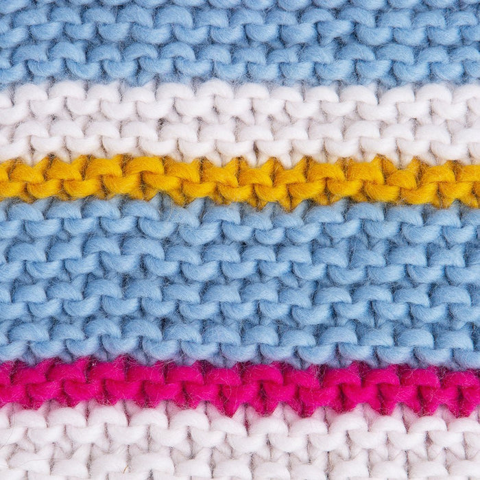 Mia Blanket Ready Made Sample Blue & Raspberry - Wool Couture