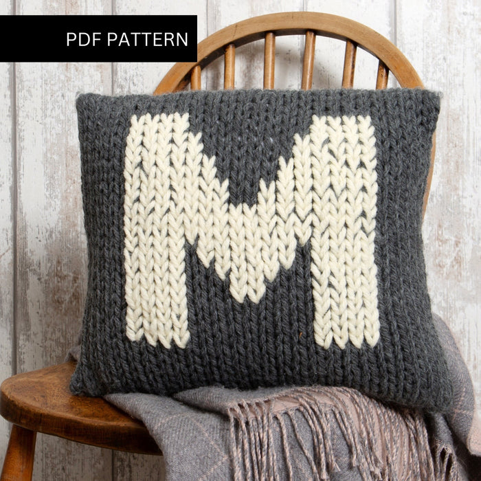 Monogram Cushion Cover Knitting PDF Pattern - Wool Couture