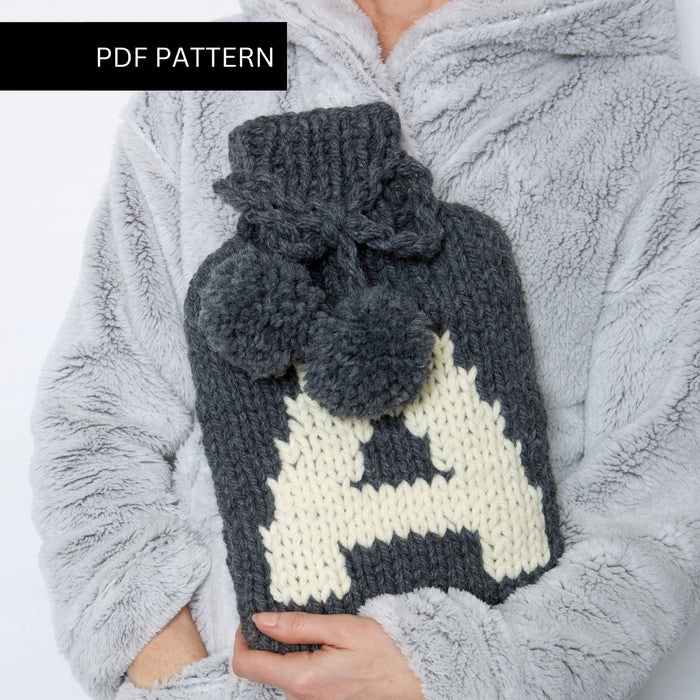 Monogram Hot Water Bottle Cover Knitting PDF Pattern - Wool Couture