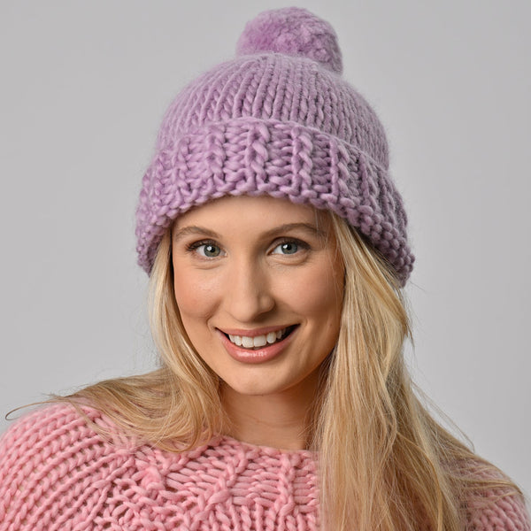 Kids Pom Pom Scarf & Beanie Hat - Knitting Kit– Wool Couture