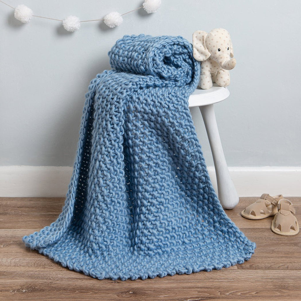 Grey knitted hot sale baby blanket