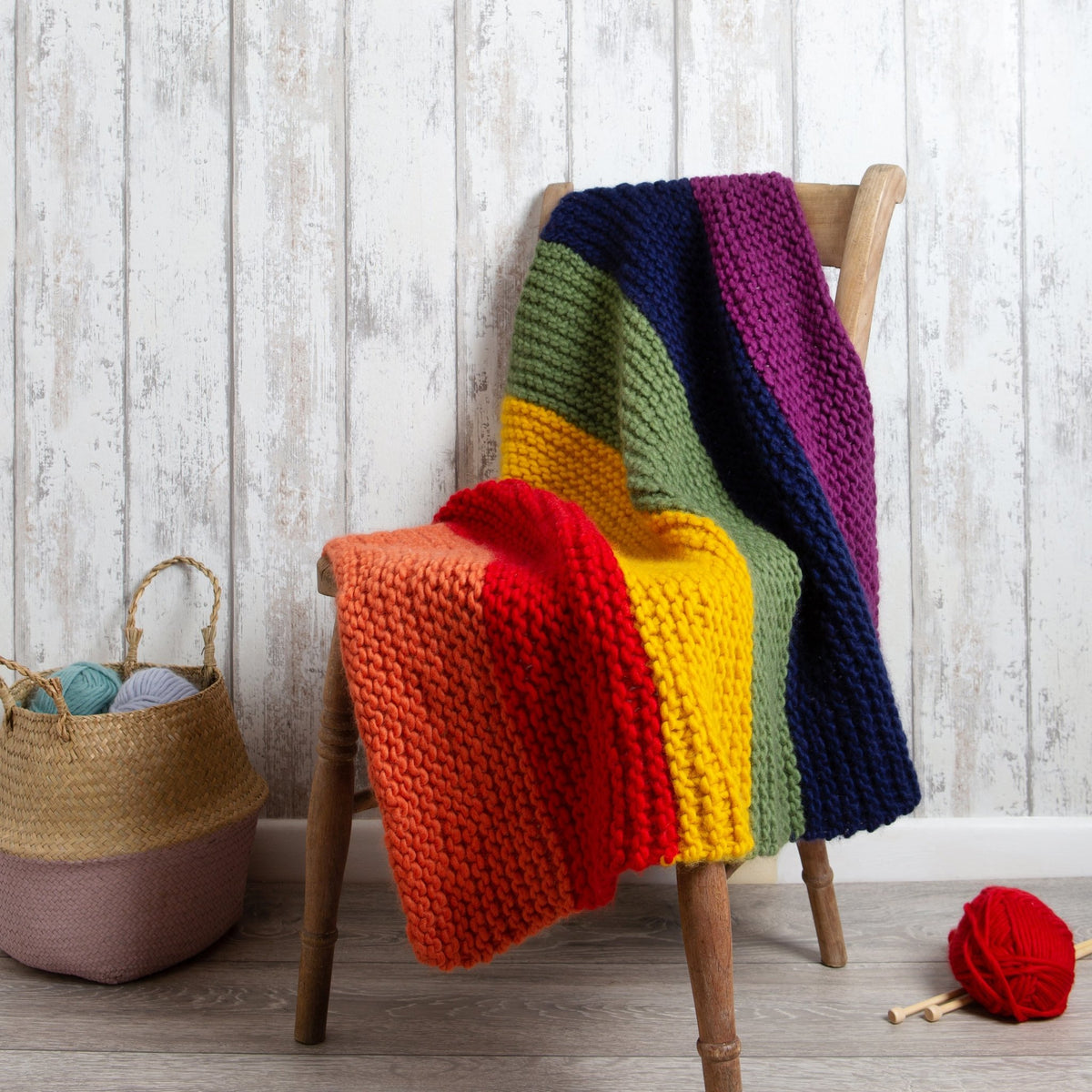 Bright Rainbow Blanket Knitting Kit | Wool Couture Company